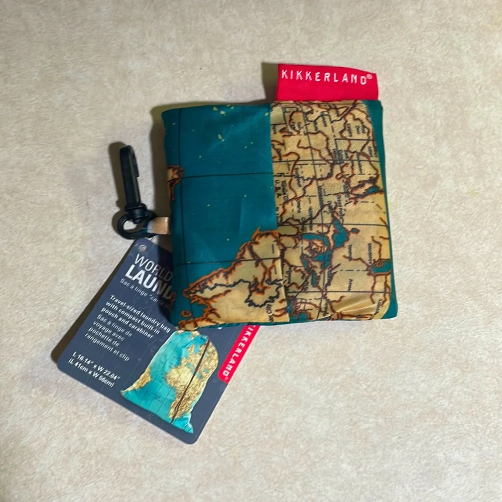 Kikkerland World Map Laundry Bag NWT